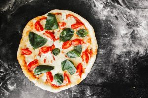 Fresh tomato and herb pizza.